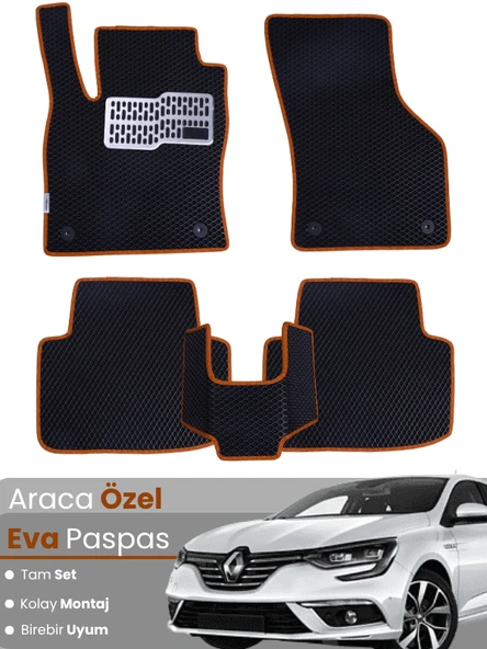 Renault Megane 4 Sedan (2016-2025) Uyumlu EVA Paspas Tam Set–Araca Özel Tasarım,Kolay Montaj ürün görseli 1