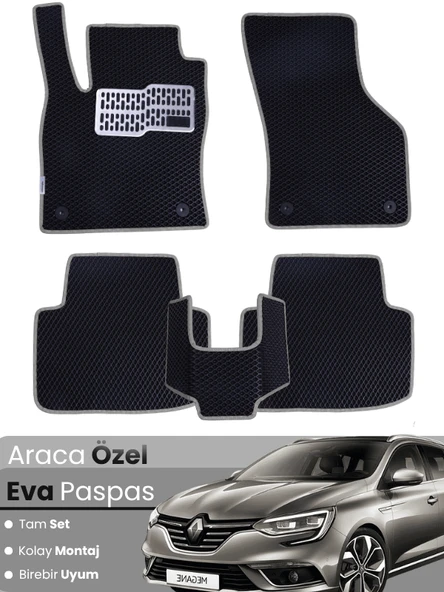 Renault Megane 4 Hatchback (2016-2025) Uyumlu EVA Paspas Tam Set–Araca Özel Tasarım,Kolay Montaj ürün görseli 1