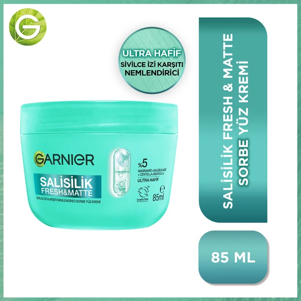 Garnier Salisilik Fresh & Matte Sivilce İzi Karşıtı Nemlendirici Sorbe Yüz Kremi 85 ML, Vegan & Cruelty Free ürün görseli 1