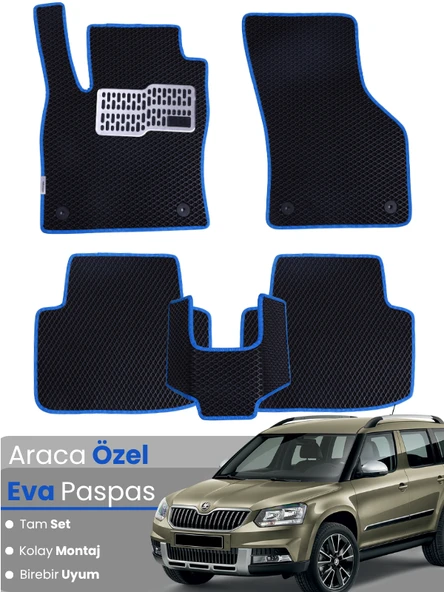 SKODA YETİ (2009-2017) Uyumlu EVA Paspas Tam Set–Oto Paspas,Araca Özel,Kolay Montaj ürün görseli 1
