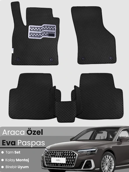 AUDİ A8 L (2017-2024) Uyumlu EVA Paspas Tam Set–Araca Özel,Su Geçirmez,Hızlı ve Kolay Montaj ürün görseli 1