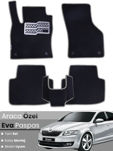 SKODA OCTAVİA A5 (2004-2012) Uyumlu EVA Paspas Tam Set–Oto Paspas,Araca Özel,Kolay Montaj ürün görseli 1