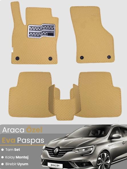 Renault Megane 4 Hatchback (2016-2025) Uyumlu EVA Paspas Tam Set–Araca Özel Tasarım,Kolay Montaj ürün görseli 1