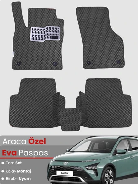 Hyundai Bayon (2021-2025) Uyumlu EVA Paspas Tam Set – Araca Özel Tasarım, Su Geçirmez,Kolay Montaj ürün görseli 1
