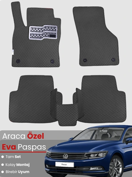 Volkswagen Passat B8 (2015-2019) Uyumlu EVA Paspas Tam Set–Araca Özel,Su Geçirmez,Hızlı Montaj ürün görseli 1