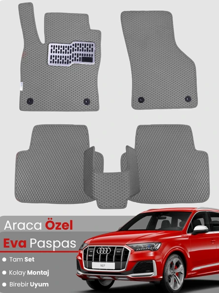 AUDİ Q7 (2005-2015) Uyumlu EVA Paspas Tam Set–Araca Özel,Su Geçirmez,Hızlı ve Kolay Montaj ürün görseli 1