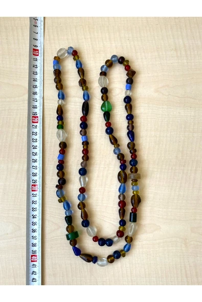 SANAT TACİRİ Vintage Avrupa El Yapımı Cam Boncuk Kolye no49 ürün görseli 1