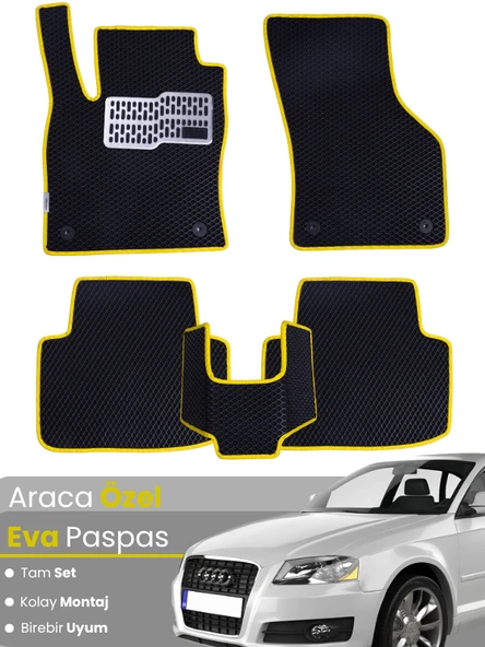 AUDİ A3 HATCHBACK (2003-2012) Uyumlu EVA Paspas Tam Set–Araca Özel,Su Geçirmez,Kolay Montaj ürün görseli 1