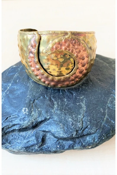 SANAT TACİRİ Bakır Kelem Işçiliği El Işi Otantik Vintage Bakır Bilezik ürün görseli 1