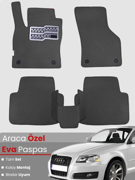 AUDİ A3 HATCHBACK (2003-2012) Uyumlu EVA Paspas Tam Set–Araca Özel,Su Geçirmez,Kolay Montaj ürün görseli 1