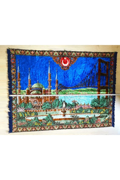 SANAT TACİRİ İSNABUL BOĞAZI KÖPRÜSÜ VE 4 ŞEREFELİ CAMİ TEMALI DUVAR HALISI ürün görseli 1