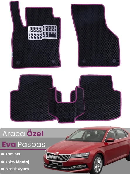 SKODA SUPER B (2015-2023) Uyumlu EVA Paspas Tam Set–Oto Paspas,Araca Özel,Kolay Montaj ürün görseli 1