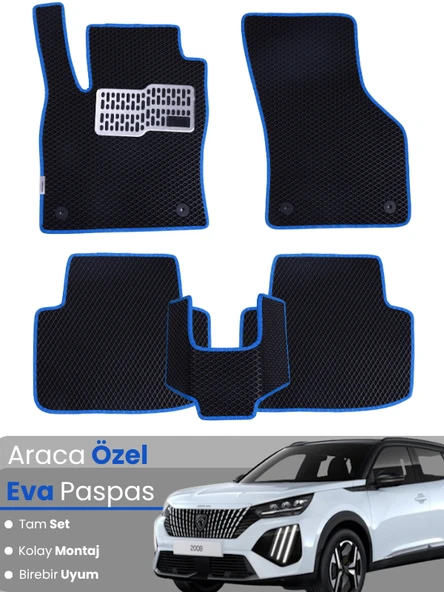 Peugeot 2008 Benzinli (2020-2025) Uyumlu EVA Paspas Tam Set–Araca Özel Kesim,Kaymaz,Kolay Montaj ürün görseli 1