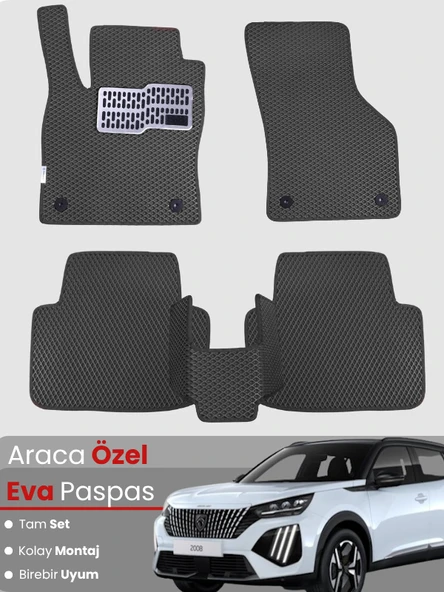 Peugeot 2008 Benzinli (2020-2025) Uyumlu EVA Paspas Tam Set–Araca Özel Kesim,Kaymaz,Kolay Montaj ürün görseli 1
