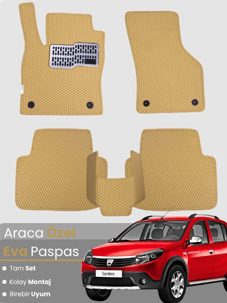 DACİA SANDERO (2012-2020) Uyumlu EVA Paspas Tam Set–Araca Özel,Su Geçirmez,Hızlı ve Kolay Montaj ürün görseli 1