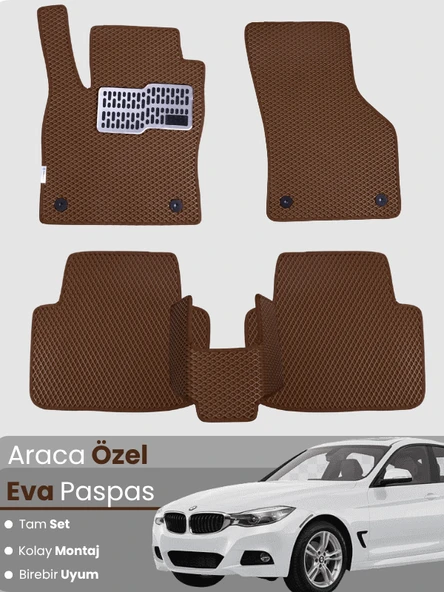 BMW 3 SERİSİ F34 GRAN TURİSMO (2012-2019) Uyumlu EVA Paspas Tam Set–Araca Özel,Su Geçirmez ürün görseli 1