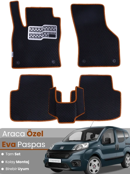 FİAT FİORİNO KOLTUKLU (2021-2025) Uyumlu EVA Paspas Tam Set–Araca Özel,Su Geçirmez ürün görseli 1