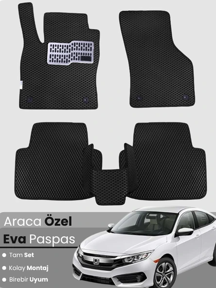 HONDA CİVİC FC5 (2016-2021) Uyumlu EVA Paspas Tam Set–Araca Özel,Su Geçirmez,Kolay Montaj ürün görseli 1