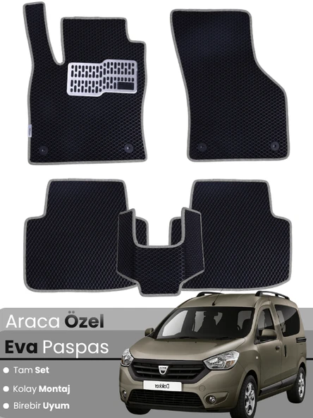 DACİA DOKKER (2012-2023) Uyumlu EVA Paspas Tam Set–Araca Özel,Su Geçirmez,Kolay Montaj ürün görseli 1