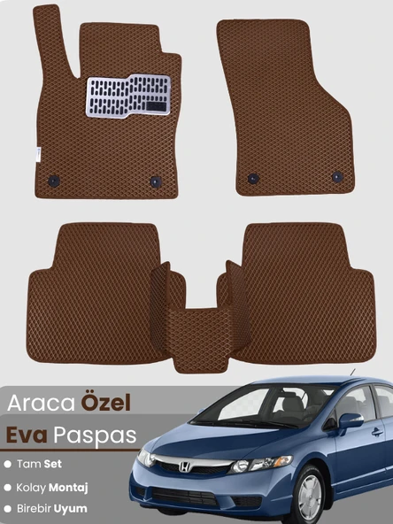 HONDA CİVİC FD6 SEDAN-(2006-2011) Uyumlu EVA Paspas Tam Set–Araca Özel,Su Geçirmez ürün görseli 1