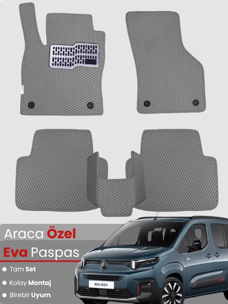 CİTROEN BERLİNGO (2024-2025) Uyumlu EVA Paspas Tam Set–Araca Özel,Su Geçirmez,Kolay Montaj ürün görseli 1