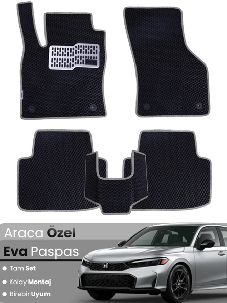 HONDA CİVİC FE (2022-2025) Uyumlu EVA Paspas Tam Set–Araca Özel,Su Geçirmez,Kolay Montaj ürün görseli 1