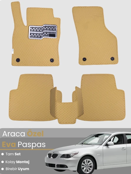 BMW 5 SERİSİ E60 SEDAN (2003-2010) Uyumlu EVA Paspas Tam Set–Araca Özel,Su Geçirmez ürün görseli 1