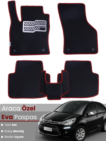 CİTROEN C3 (2002-2009) Uyumlu EVA Paspas Tam Set–Araca Özel,Su Geçirmez,Hızlı ve Kolay Montaj ürün görseli 1