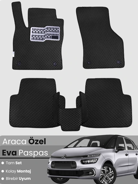 CİTROEN C4 PİCASSO (2013-2022) Uyumlu EVA Paspas Tam Set–Araca Özel,Su Geçirmez,Kolay Montaj ürün görseli 1