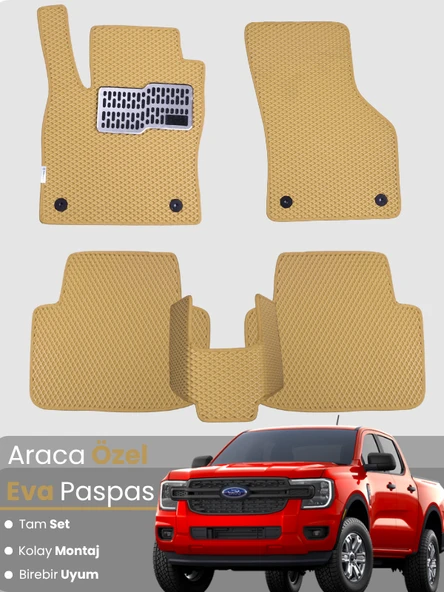 FORD RANGER (2022-2024) Uyumlu EVA Paspas Tam Set–Araca Özel,Su Geçirmez,Kolay Montaj ürün görseli 1