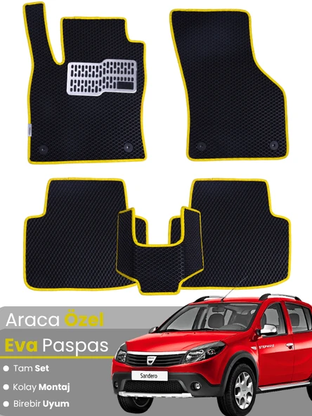 DACİA SANDERO (2012-2020) Uyumlu EVA Paspas Tam Set–Araca Özel,Su Geçirmez,Hızlı ve Kolay Montaj ürün görseli 1