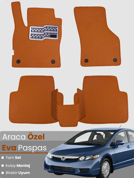 HONDA CİVİC FD6 SEDAN-(2006-2011) Uyumlu EVA Paspas Tam Set–Araca Özel,Su Geçirmez ürün görseli 1