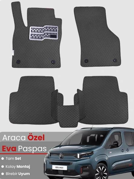 CİTROEN BERLİNGO (2024-2025) Uyumlu EVA Paspas Tam Set–Araca Özel,Su Geçirmez,Kolay Montaj ürün görseli 1