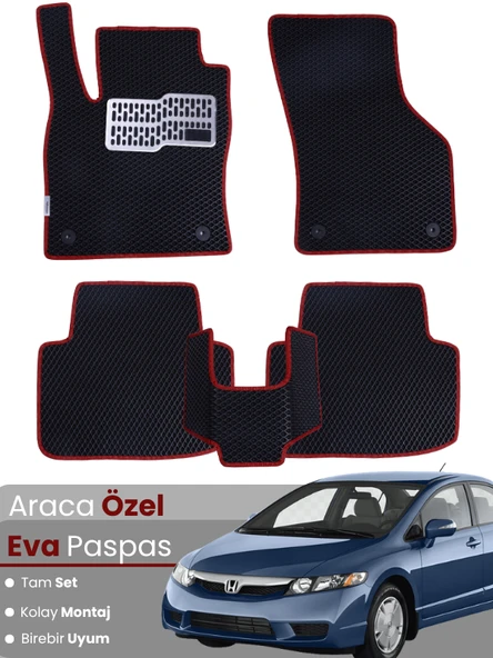 HONDA CİVİC FD6 SEDAN-(2006-2011) Uyumlu EVA Paspas Tam Set–Araca Özel,Su Geçirmez ürün görseli 1