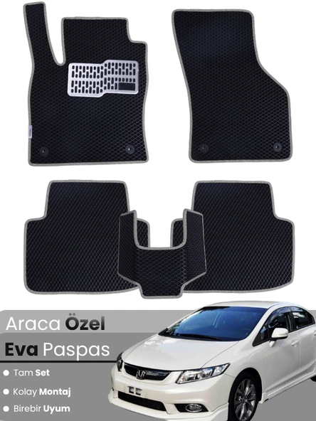 HONDA CİVİC FB7 SEDAN (2012-2015) Uyumlu EVA Paspas Tam Set–Araca Özel Tasarım,Su Geçirmez ürün görseli 1
