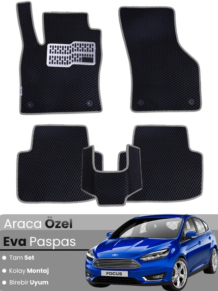 FORD FOCUS 3.5 HATCHBACK (2015-2018) Uyumlu EVA Paspas Tam Set–Araca Özel,Su Geçirmez ürün görseli 1