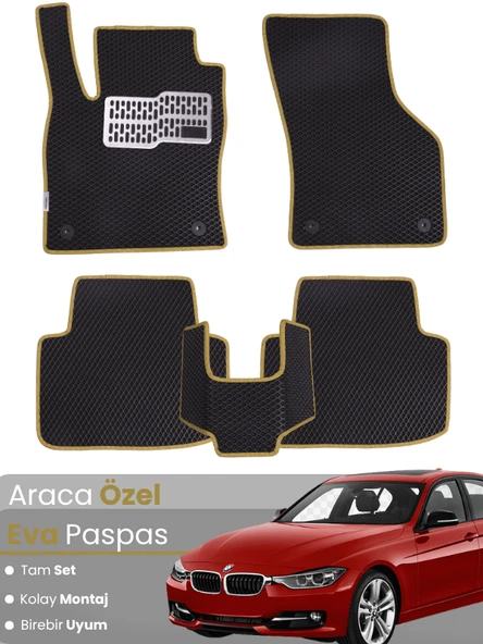 BMW 3 SERİSİ F30 SEDAN (2012-2019) Uyumlu EVA Paspas Tam Set–Araca Özel,Su Geçirmez ürün görseli 1