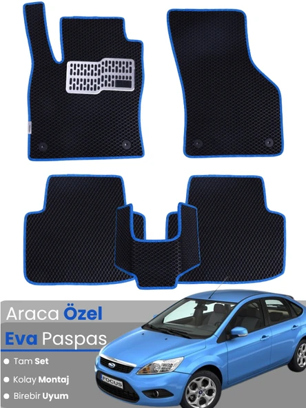 FORD FOCUS 2 HATCHBACK (2005-2011) Uyumlu EVA Paspas Tam Set–Araca Özel,Su Geçirmez ürün görseli 1