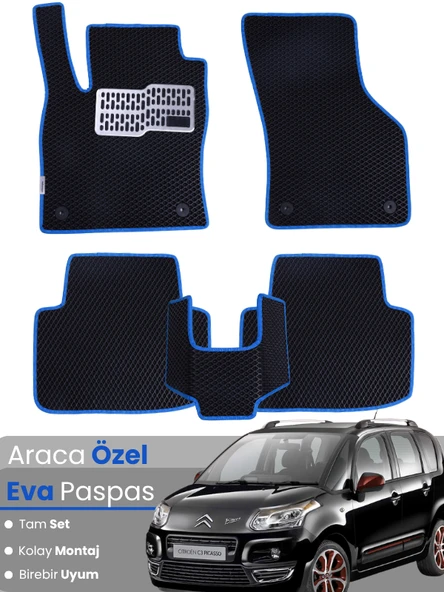 CİTROEN C3 PİCASSO (2009-2017) Uyumlu EVA Paspas Tam Set–Araca Özel,Su Geçirmez,Kolay Montaj ürün görseli 1
