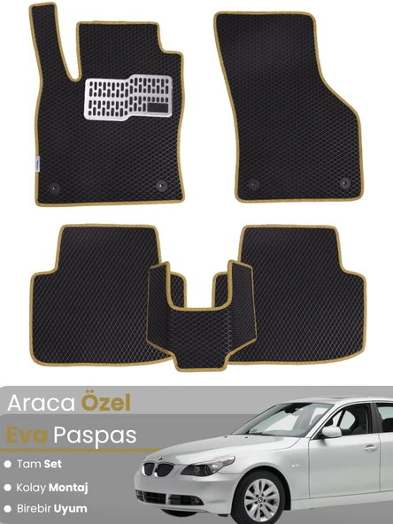BMW 5 SERİSİ E60 SEDAN (2003-2010) Uyumlu EVA Paspas Tam Set–Araca Özel,Su Geçirmez ürün görseli 1