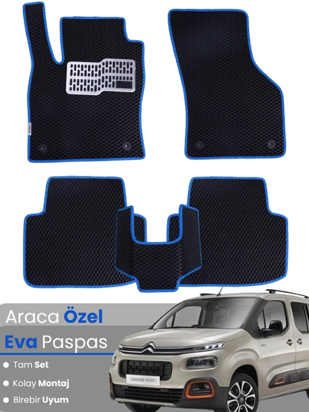 CİTROEN BERLİNGO (2018-2024) Uyumlu EVA Paspas Tam Set–Araca Özel,Su Geçirmez,Kolay Montaj ürün görseli 1