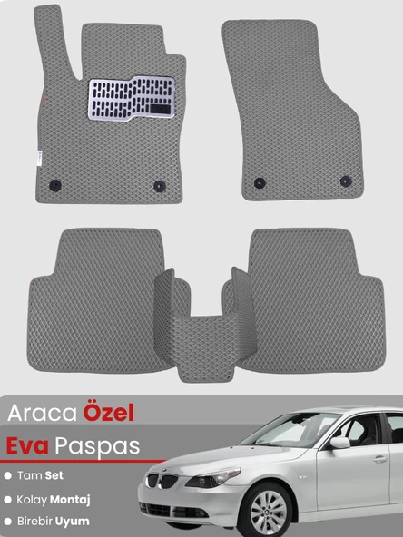 BMW 5 SERİSİ E60 SEDAN (2003-2010) Uyumlu EVA Paspas Tam Set–Araca Özel,Su Geçirmez ürün görseli 1