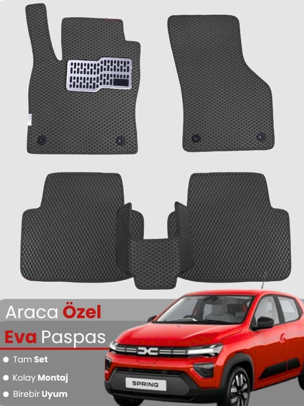 DACİA SPRİNG ELEKTRİKLİ (2021-2025) Uyumlu EVA Paspas Tam Set–Araca Özel,Su Geçirmez,Kolay Montaj ürün görseli 1