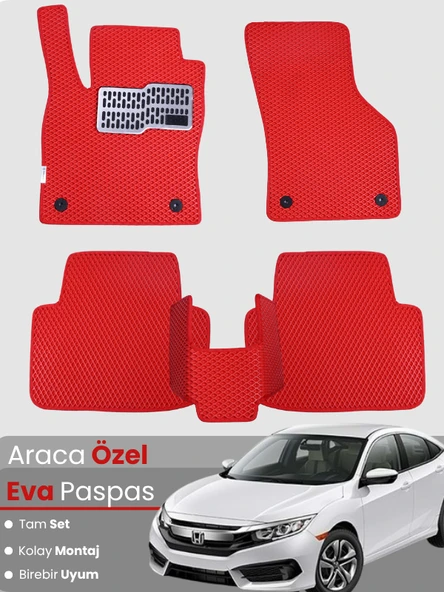 HONDA CİVİC FC5 (2016-2021) Uyumlu EVA Paspas Tam Set–Araca Özel,Su Geçirmez,Kolay Montaj ürün görseli 1