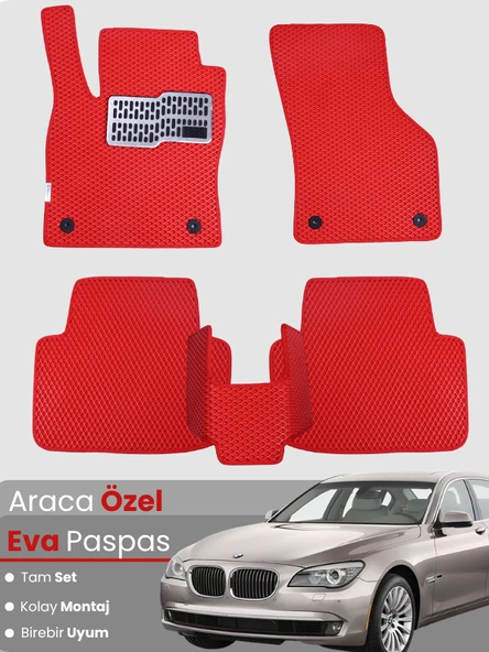 BMW 7 SERİSİ F01 SHORT (2009-2015) Uyumlu EVA Paspas Tam Set–Araca Özel,Su Geçirmez ürün görseli 1