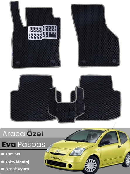 CİTROEN C2 (2002-2009) Uyumlu EVA Paspas Tam Set–Araca Özel,Su Geçirmez,Hızlı ve Kolay Montaj ürün görseli 1