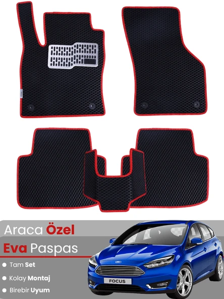FORD FOCUS 3.5 HATCHBACK (2015-2018) Uyumlu EVA Paspas Tam Set–Araca Özel,Su Geçirmez ürün görseli 1