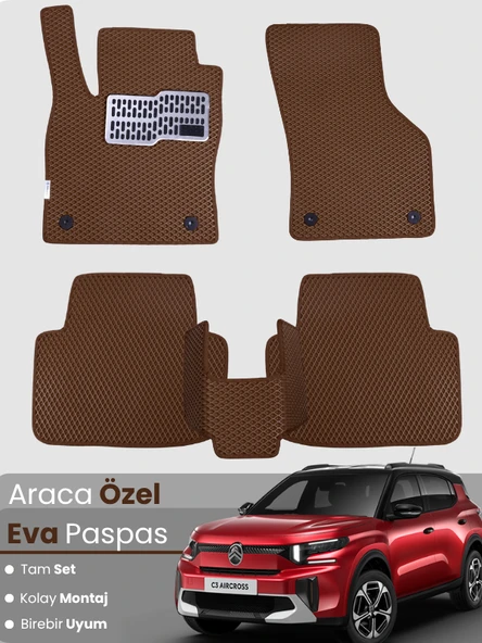 CİTROEN C3 AİRCROSS (2017-2025) Uyumlu EVA Paspas Tam Set–Araca Özel,Su Geçirmez,Kolay Montaj ürün görseli 1