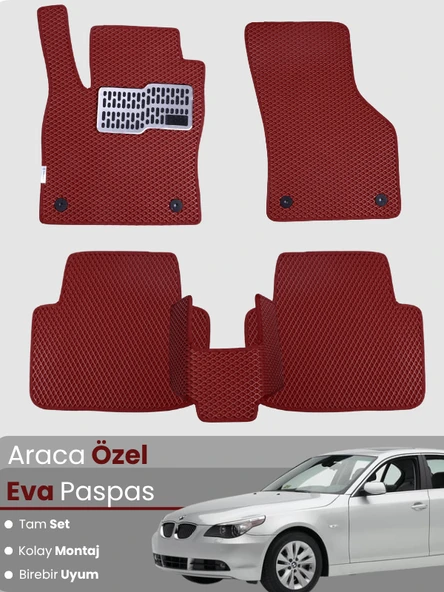 BMW 5 SERİSİ E60 SEDAN (2003-2010) Uyumlu EVA Paspas Tam Set–Araca Özel,Su Geçirmez ürün görseli 1