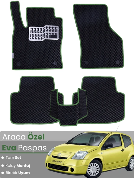CİTROEN C2 (2002-2009) Uyumlu EVA Paspas Tam Set–Araca Özel,Su Geçirmez,Hızlı ve Kolay Montaj ürün görseli 1
